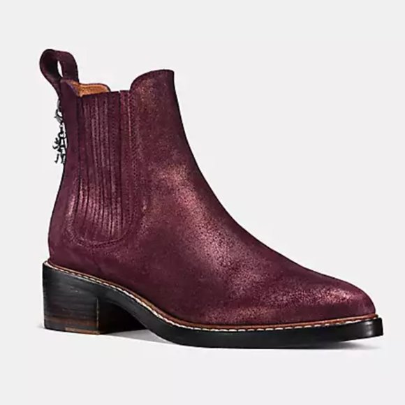 Coach Bowery Chelsea Boot Red Metallic Size 7 - Picture 1 of 6